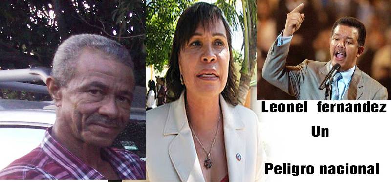 SENADORA SONIA MATEO Y DIRIGENTE DEL PRD, ESCENIFICAN ENCONTRONAZO ¨ARMA EN MANO¨ A CAUSA DEL LETRERO QUE DEFINE A LEONEL FERNÁNDEZ COMO PELIGRO NACIONAL.