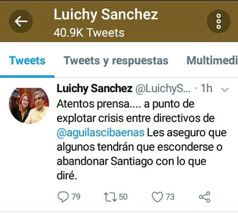 Luichy Sánchez afirma hay una crisis en la directiva de las Águilas Cibaeñas