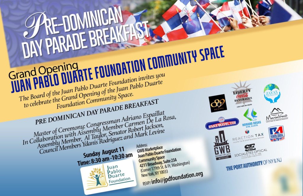 Anuncian gran apertura de Espacio Comunitario de la Fundación Juan Pablo Duarte en el Alto Manhattan