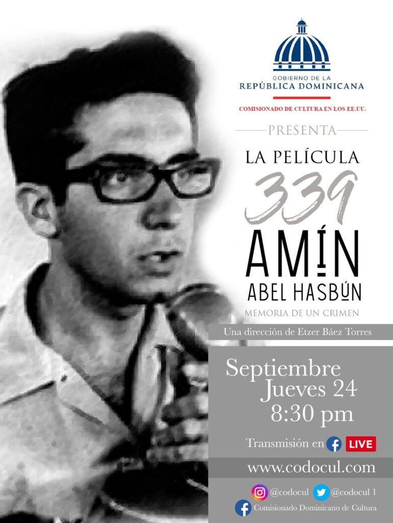 Comisionado Dominicano de Cultura recordará asesinato Amín Abel con proyección película sobre su vida