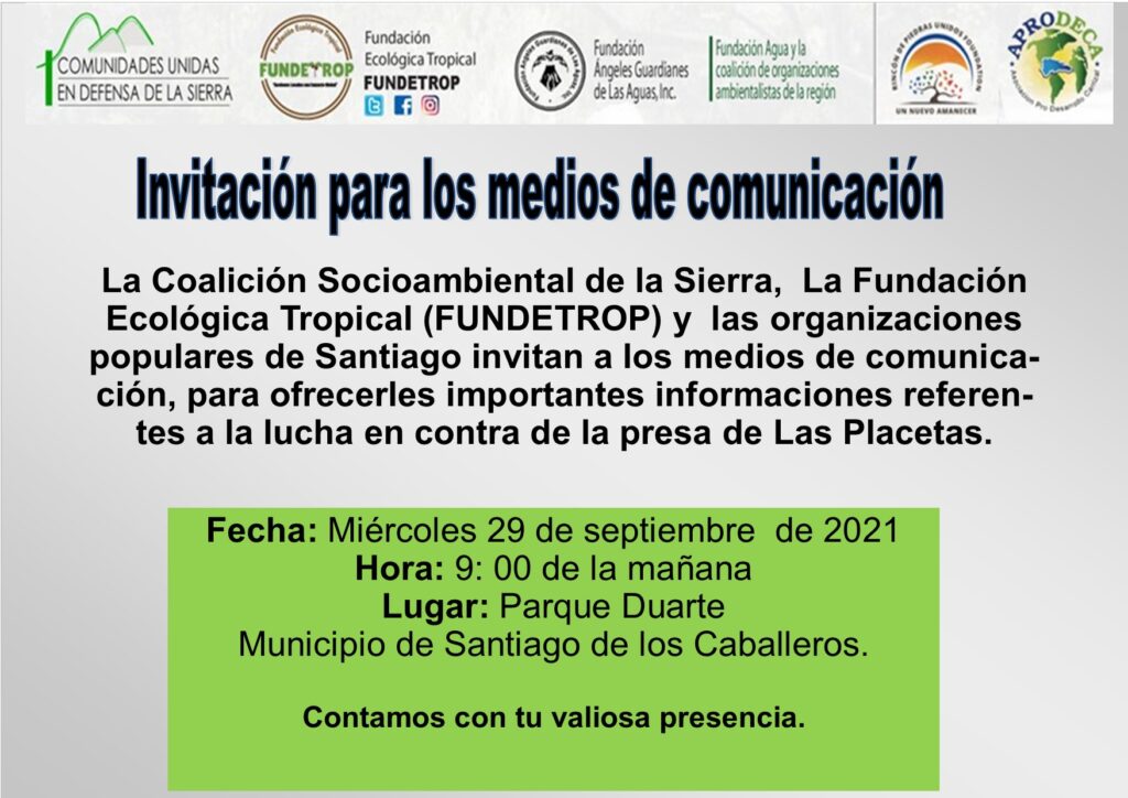 Coalición socioambiental de La Sierra y Fundación Ecológica Tropical anuncian acciones y solicitan la “salida ya” de EGEHID, Andrade Gutiérrez y OCECOM de la Sierra.