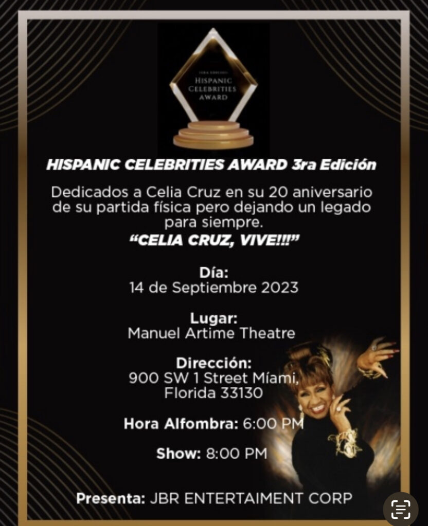 GRAN TRIBUTO A CELIA CRUZ – EN LOS HISPANIC CELEBRITIES AWARD