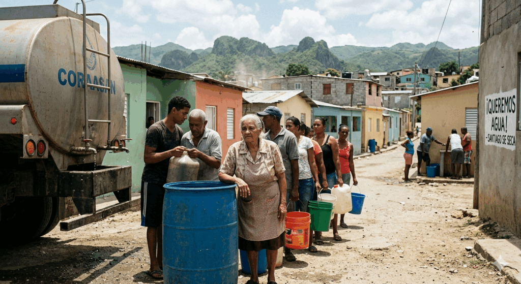 Grave crisis de agua afecta barrios de Santiago.