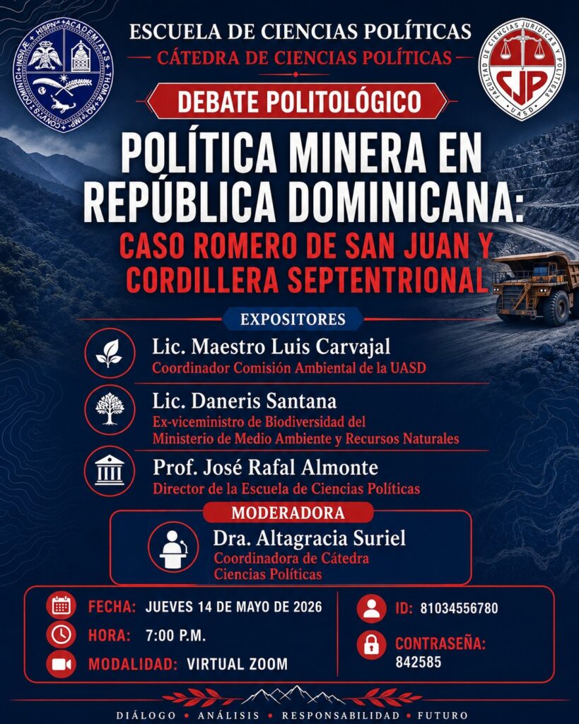 Escuela de Ciencias Políticas de la UASD realizará debate sobre política minera.